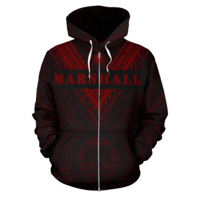 Marshall Islands All Over Zip-Up Hoodie - Red Sailor Style  - Bn01
