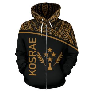 Kosrae All Over Zip-Up Hoodie - Micronesia Curve Gold Style - Bn09