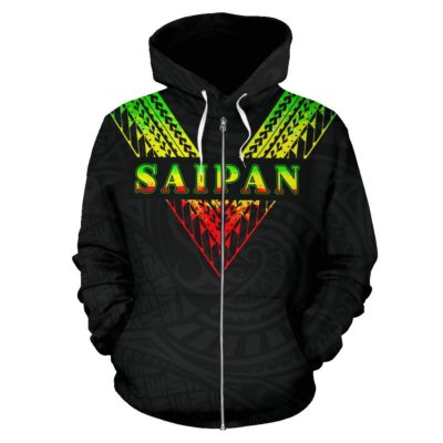 Saipan All Over Zip-Up Hoodie - Reggae Color Sailor Style  - Bn01