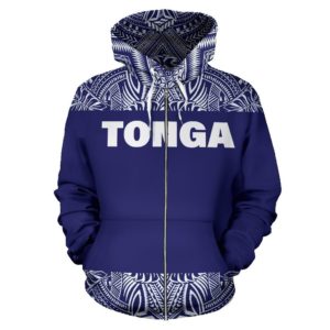 Zip Up Hoodie Tonga - Polynesian Purple And White - Bn09