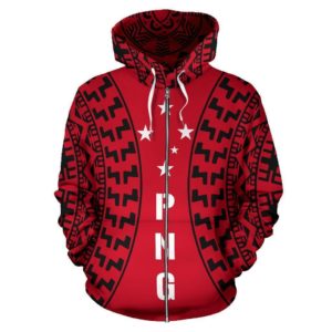 Papua New Guinea All Over Zip-Up Hoodie - Polynesian New Tattoo - Bn01