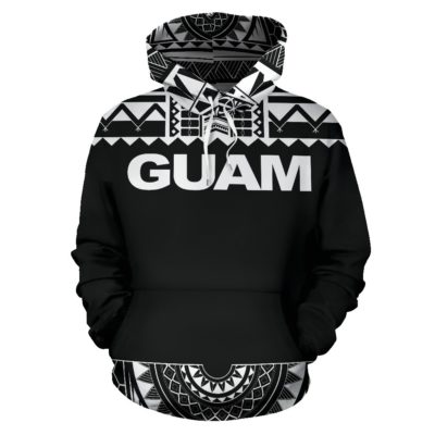 Hoodie Guam - Polynesian Black And White - Bn09
