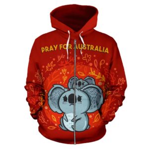 1stTheWorld Pray For Australia Zip Up Hoodie Koala Red K4