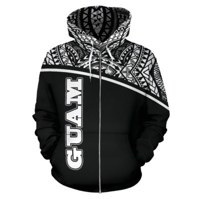 Guam All Over Zip-Up Hoodie - Micronesia Curve Style  - Bn09