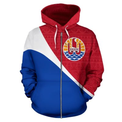 Tahiti French Polynesia All Over Zip-Up Hoodie - Split Style - Bn01
