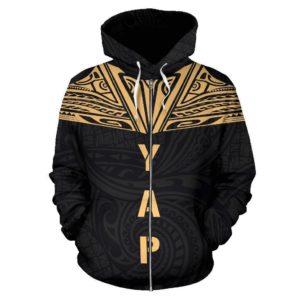 Yap All Over Zip-Up Hoodie - Gold Neck Style - Bn04