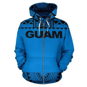 Zip Up Hoodie Guam - Polynesian Blue And Black - Bn09