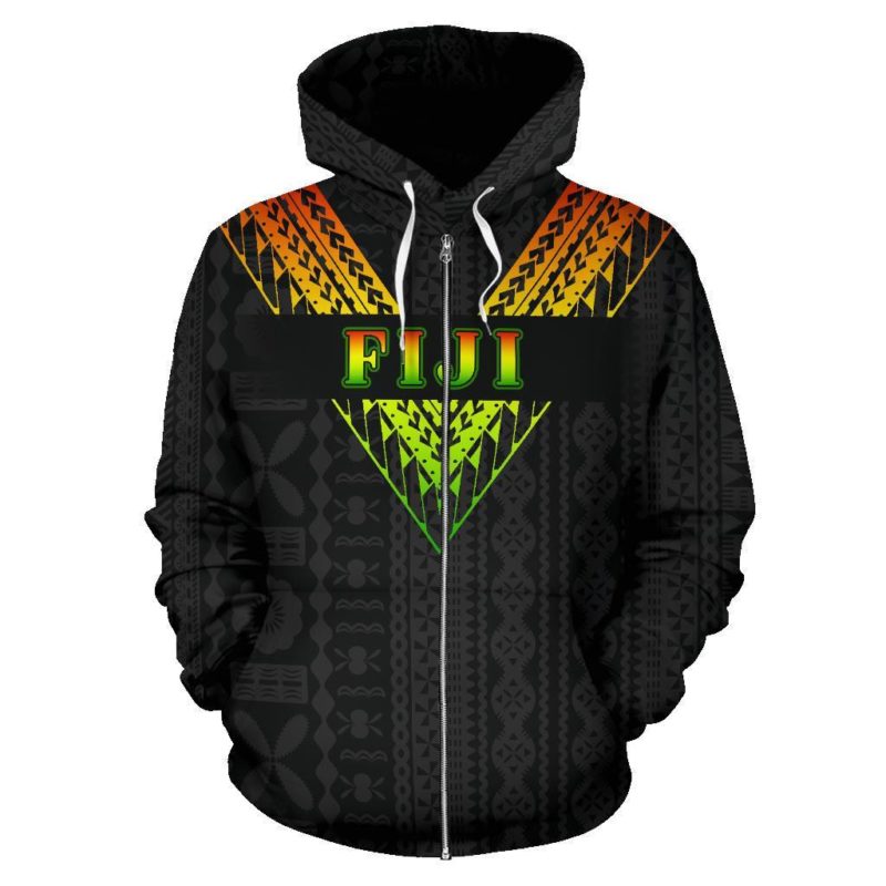 Fiji All Over Zip-Up Hoodie - Reggae Color Sailor Style  - Bn01