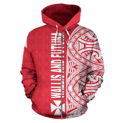 Wallis And Futuna All Over Zip-Up Hoodie - Shoulder Style - Bn09