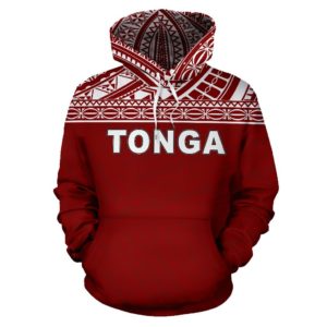 Hoodie Tonga Polynesian - Red Horizontal Style - Bn0912