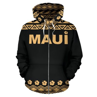 Hawaii Hoodie, Maui Turtle Tribal Zip Up Hoodie Bn04