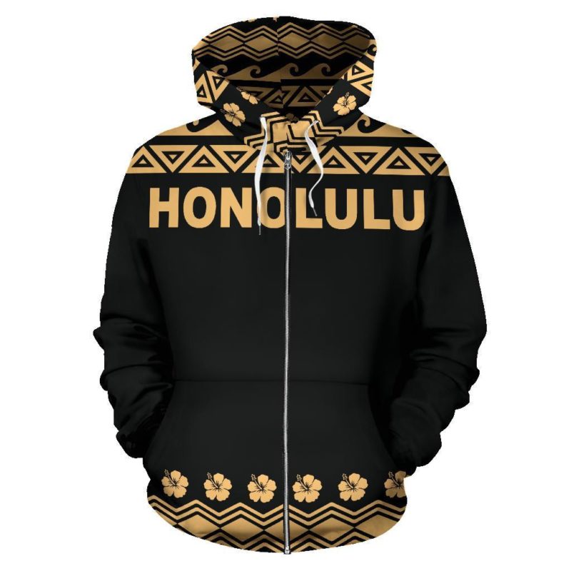 Hawaii Hoodie, Honolulu Polynesian Zip Up Hoodie Bn04
