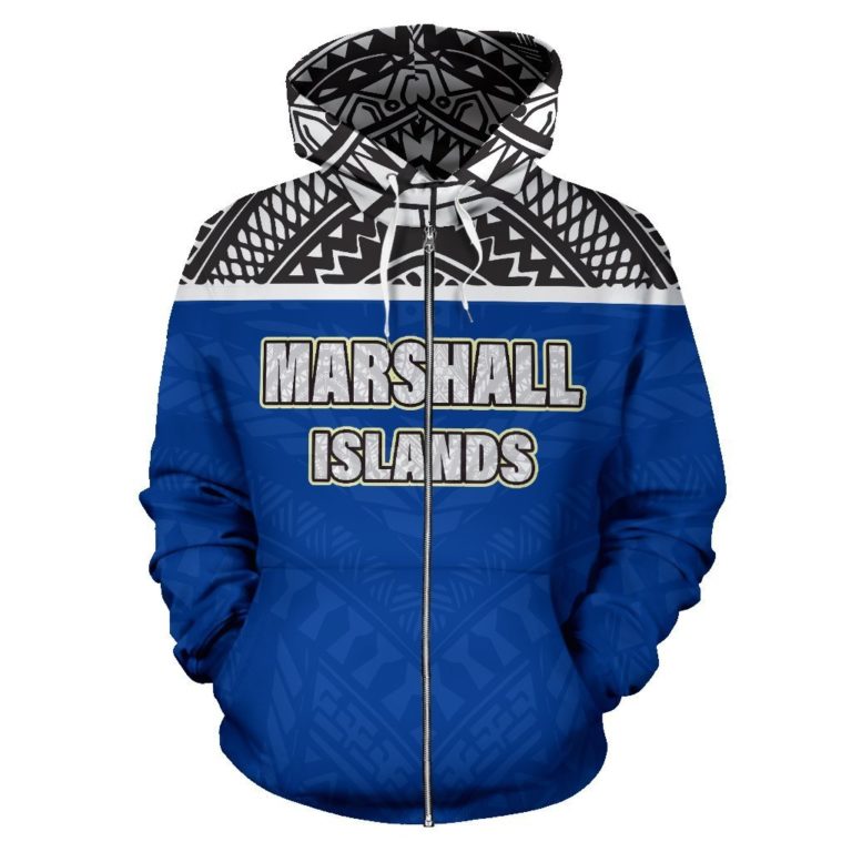 Marshall Islands All Over Zip-Up Hoodie - Micronesian Version - Bn09