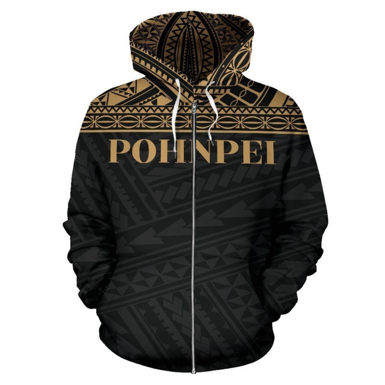 Pohnpei State All Over Zip-Up Hoodie - Fsm Gold Version - Bn01