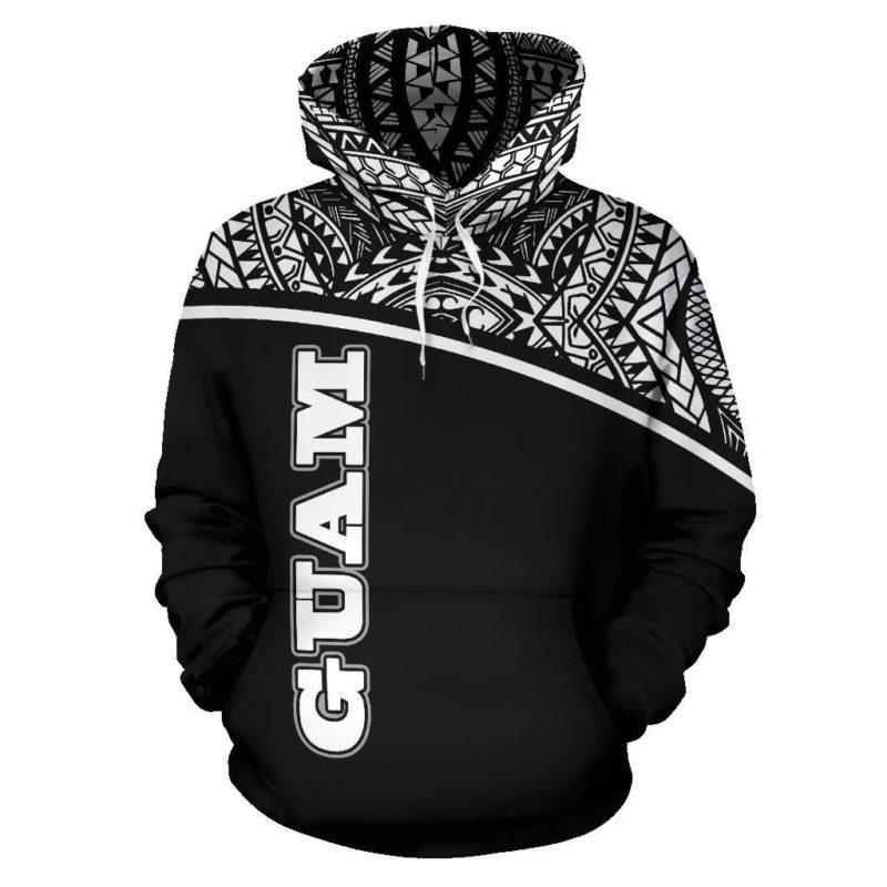 Guam All Over Hoodie - Micronesia Curve Black Style - Bn09