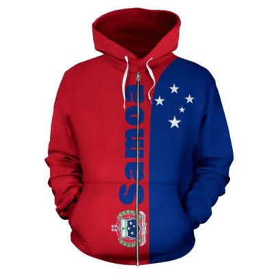 Samoa Polynesian All Over Zip-Up Hoodie - Shoulder Style - Bn01