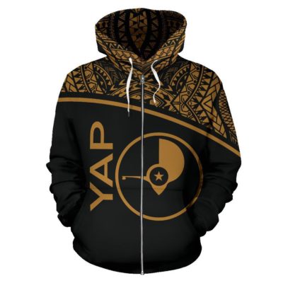 Yap All Over Zip-Up Hoodie - Micronesia Curve Gold Style - Bn09