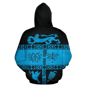 Fiji Tapa Hoodie - Coat Of Arms Shield Style K4