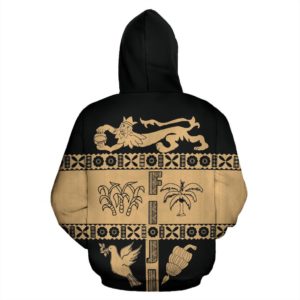 Fiji Tapa Hoodie - Coat Of Arms Shield Gold K4