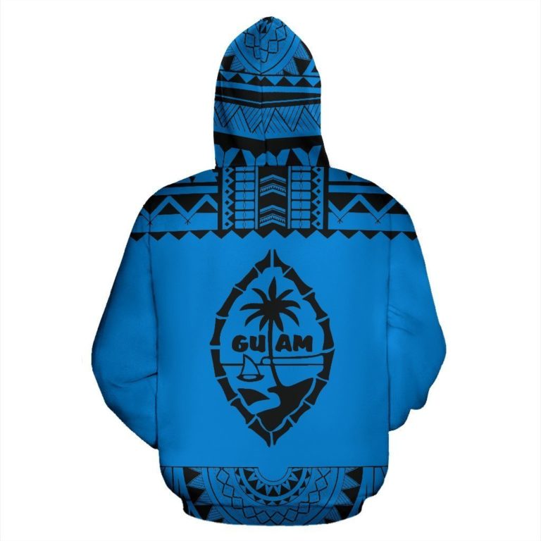 Zip Up Hoodie Guam - Polynesian Blue And Black - Bn09