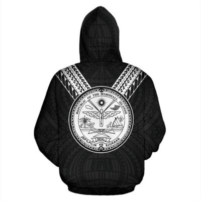 Marshall Islands All Over Hoodie - Black White Sailor Style - Bn01