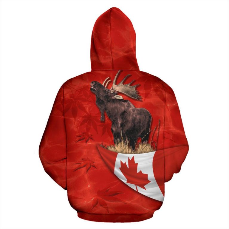 Canada Moose Zip Up Hoodie Maple Leaf K4