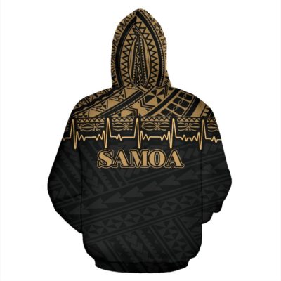 Samoa Polynesian All Over Zip-Up Hoodie - Gold Heartbeat Style - Bn01