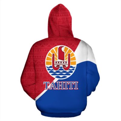 Tahiti French Polynesia All Over Zip-Up Hoodie - Split Style - Bn01