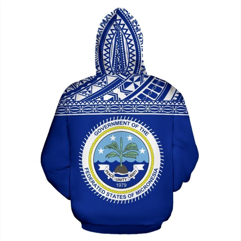 Federated States Of Micronesia All Over Zip-Up Hoodie - Chuuk Flag - Bn01