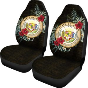 Hawaii Coat Of Arms Tropical Hibiscus Car Seat Covers A7