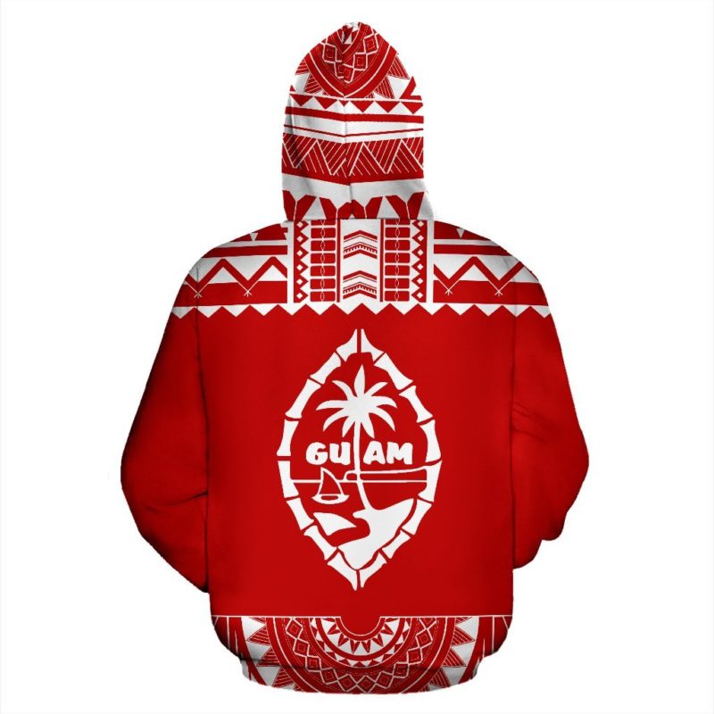 Hoodie Guam - Polynesian Red And White - Bn09