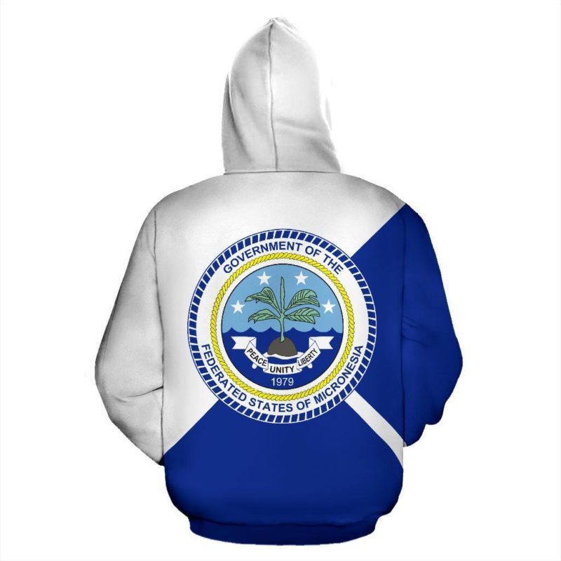 Chuuk States All Over Zip-Up Hoodie - Flag Triangular Style - Bn01