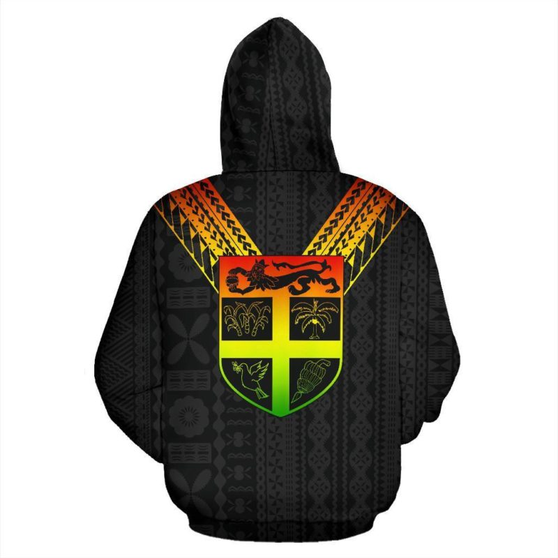 Fiji All Over Zip-Up Hoodie - Reggae Color Sailor Style  - Bn01