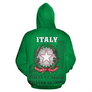Italy Map Hoodie Wine Style - Colosseum and Tower of Pisa K4