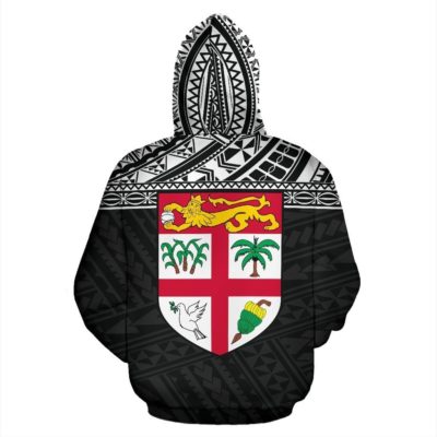 Fiji All Over Zip-Up Hoodie - Polynesian Black Version - Bn01