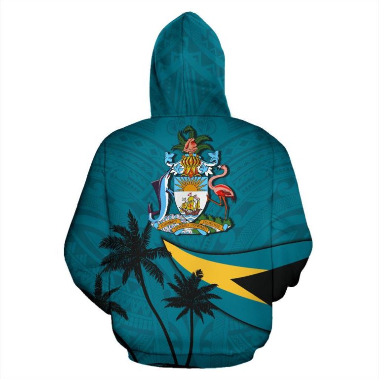 Bahamas Zip Up Hoodie Flag Over Ocean K4