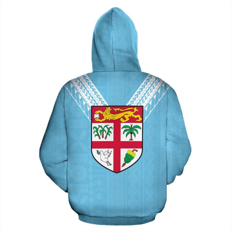 Fiji All Over Zip-Up Hoodie - Flag Color Sailor Style  - Bn01