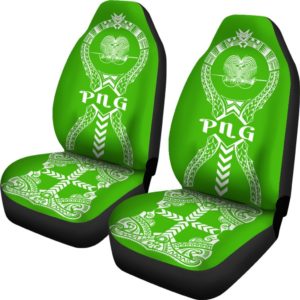Papua New Guinea Car Seat Covers - Polynesian Tribal Green - BN04