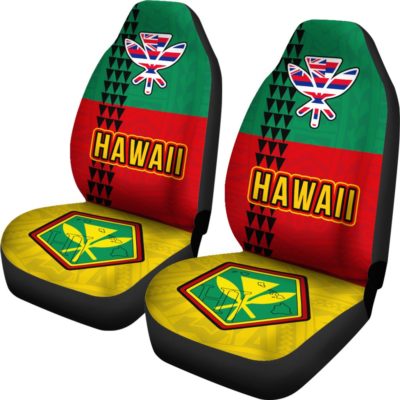 Hawaii Kanaka Flag Polynesian Car Seat Covers J9