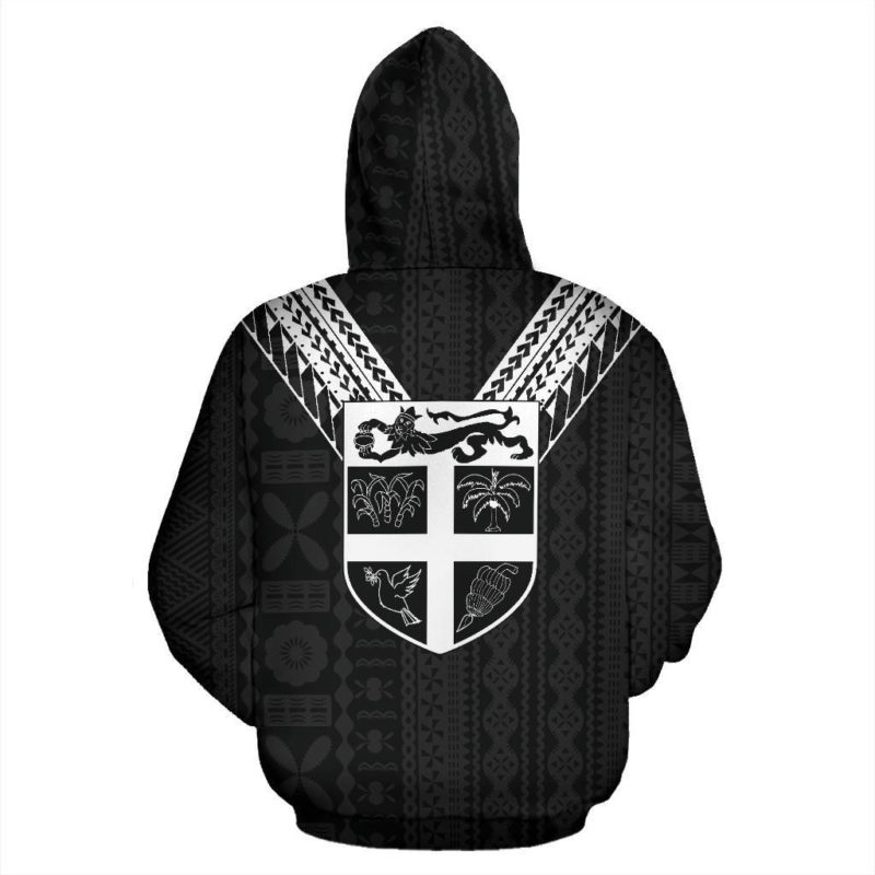 Fiji All Over Zip-Up Hoodie - White Sailor Style  - Bn01