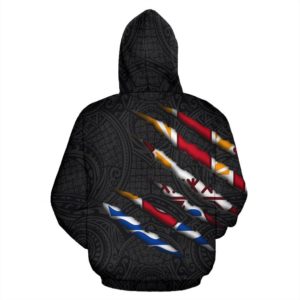 French Polynesia All Over Zip-Up Hoodie - Scratch Style - Bn09