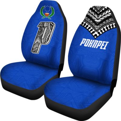 Pohnpei Flag Car Seat Covers Micronesian Pattern - BN09