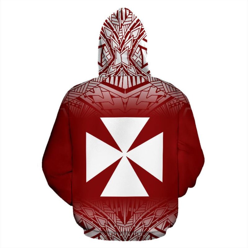 Wallis And Futuna All Over Zip-Up Hoodie - Fog Red Style - Bn09