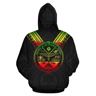 Marshall Islands All Over Zip-Up Hoodie - Reggae Color Sailor Style  - Bn01