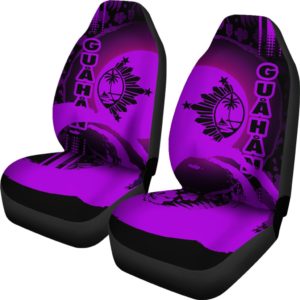 Guam Car Seat Covers - Hibiscus and Wave Purple K7
