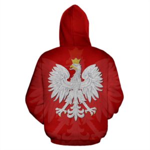 Poland Zip Up Hoodie Polish Eagle Polska Walczaca - Red K4