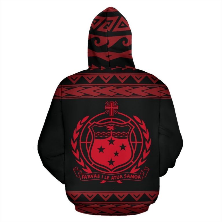 Samoan All Over Zip-Up Hoodie - Polynesian Red Version - Bn01