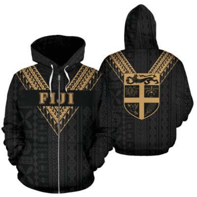 Fiji All Over Zip-Up Hoodie - Gold Sailor Style  - Bn01