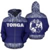 Zip Up Hoodie Tonga - Polynesian Purple And White - Bn09