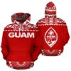 Hoodie Guam - Polynesian Red And White - Bn09